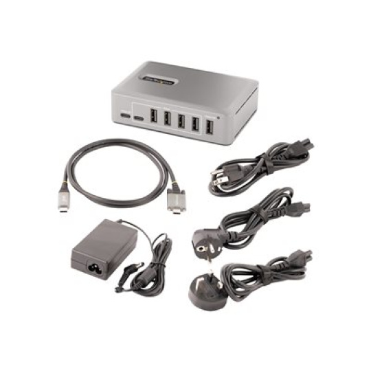 StarTech.com 10-Port USB-C Hub, 8x USB-A + 2x USB-C, Self-Powered w/ 65W Power Supply, USB 3.1 10Gbps Hub w/ BC1.2 Charging, Desktop/Laptop USB Hub with 3ft Locking USB-IF Certified Cable - USB Expansion Hub (10G8A2CS-USB-C-HUB) - Rozbocovac - 8 x USB 3.2 Gen 2 + 2 x USB-C 3.2 Gen 2 - desktop