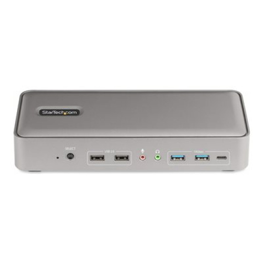 StarTech.com Dual-Laptop USB-C KVM Docking Station, Dual Monitor 4K 60Hz DisplayPort Dock, 5-Port USB Hub, GbE, 90W/45W Power Delivery to Two Laptops, Windows/Mac, 2-Host KVM Dock - Dokovací stanice - USB-C 3.2 Gen 2 - 2 x DP - 1GbE - kompatibilní s TAA