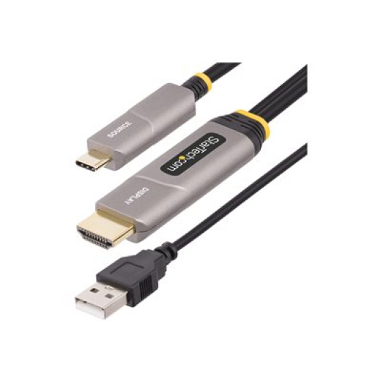 StarTech.com 30ft (9.15m) USB-C to HDMI 2.0 Active Optical Cable, 4K 60Hz - HDMI kabel - 24 pin USB-C s piny (male) do HDMI, USB (pouze napájení) s piny (male) - 9.15 m - stínený/fiber optic - cerná - Active Optical Cable (AOC), podpora 4K60 Hz (3840 x 2160), aktivní, Jednosmerný
