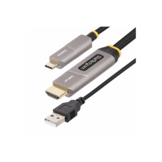 StarTech.com 50ft (15.2m) USB-C to HDMI 2.0 Active Optical Cable, 4K 60Hz - HDMI kabel - 24 pin USB-C s piny (male) do HDMI, USB (pouze napájení) s piny (male) - 15.2 m - stínený/fiber optic - cerná - Active Optical Cable (AOC), podpora 4K60 Hz (3840 x 2160), aktivní, Jednosmerný