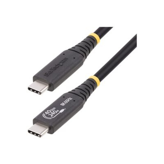 StarTech.com 1m (3.3ft) USB4 Cable, USB-IF Certified USB-C Cable, 40 Gbps - USB kabel - 24 pin USB-C (M) do 24 pin USB-C (M) - USB4 / Thunderbolt 3 / Thunderbolt 4 / DisplayPort 1.4 - 48 V - 5 A - 1 m - podpora 8K60Hz, podpora 4K120Hz, technologie Extended Power Range (EPR), podpora napájení Power Delivery 3.1, neobsahuje halogen, pasivní - cerná