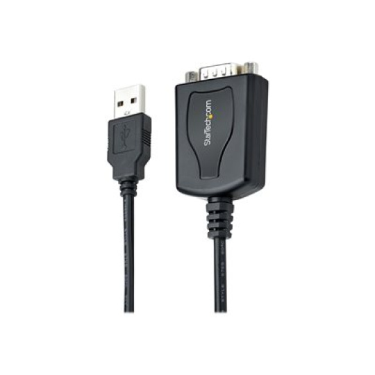 StarTech.com 3ft (1m) USB to Serial Cable with COM Port Retention, DB9 Male RS232 to USB Converter, Straight Through USB to Serial Adapter for PLC/Printer/Scanner - Prolific IC, Automatic Handshake, Windows/Mac OS - Sériový adaptér - USB - RS-232