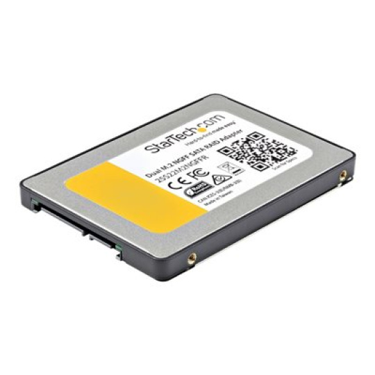StarTech.com Dual M.2 SATA Adapter with RAID - 2x M.2 SSDs to 2.5in SATA (6Gbps) RAID Adapter Converter with TRIM Support (25S22M2NGFFR) - Radic úložište (RAID) - M.2 - 2 Kanál - M.2 Card - RAID 0, 1, JBOD, BIG - SATA 6Gb/s - cerná, stríbrná