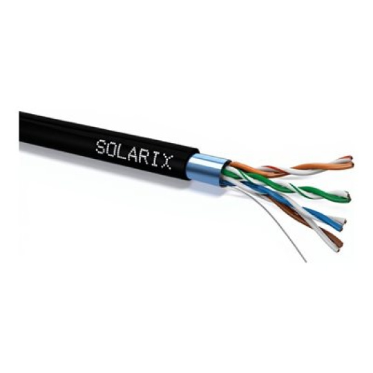 Solarix - Kabel horizontální - 100 m - stíněná kroucená dvoulinka (F/UTP) - CAT 5e - IEEE 802.3af/IEEE 802.3at - venkovní - černá, RAL 9005