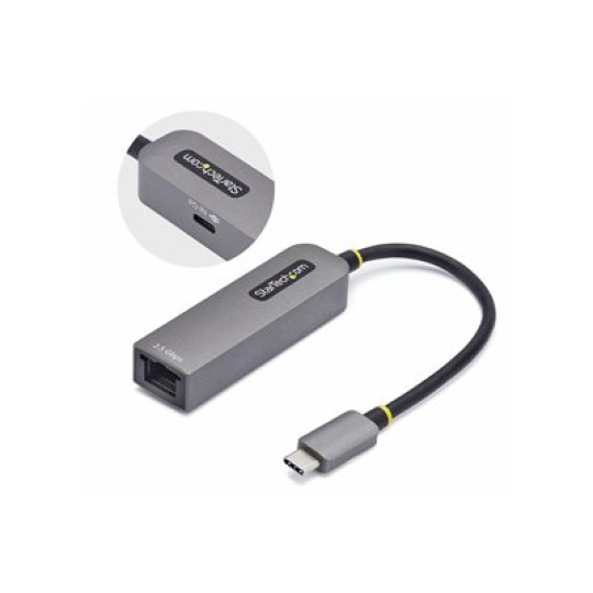 StarTech.com 2.5GbE USB-C to Ethernet Adapter - Sítový adaptér - USB-C 3.2 Gen 1 / Thunderbolt 3 - 10M/100M/1G/2.5 Gigabit Ethernet + USB-C 3.2 Gen 1 - šedá space gray