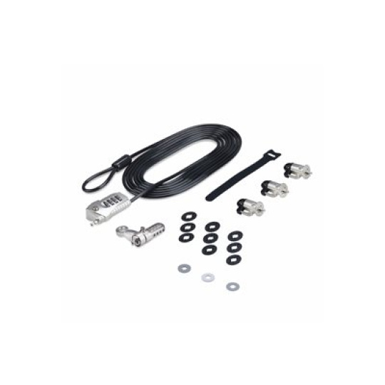 StarTech.com Laptop/Desktop & Peripheral Lock Kit, 9.8ft (3m) Cable - Workstation locking kit - theft-deterring - cerná a stríbrná - 3 m - kompatibilní s TAA