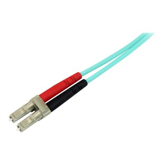 StarTech.com Aqua OM4 Duplex Multimode Fiber - 1m / 3 ft - 100 Gb - 50/125 - OM4 Fiber - LC to LC Fiber Patch Cable (450FBLCLC1) - Sítový kabel - multirežim LC (M) do multirežim LC (M) - 1 m - optické vlákno - duplex - 50 / 125 mikron - OM4 - vode - barva