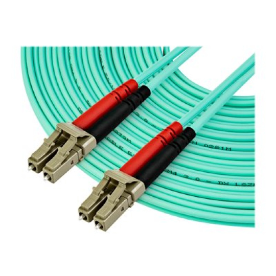 StarTech.com 10 m OM4 LC to LC Multimode Duplex Fiber Optic Patch Cable- Aqua - 50/125 - Fiber Optic Cable - 40/100Gb - LSZH (450FBLCLC10) - Patch kabel - multirežim LC (M) do multirežim LC (M) - 10 m - optické vlákno - duplex - 50 / 125 mikron - OM4 - vode - barva