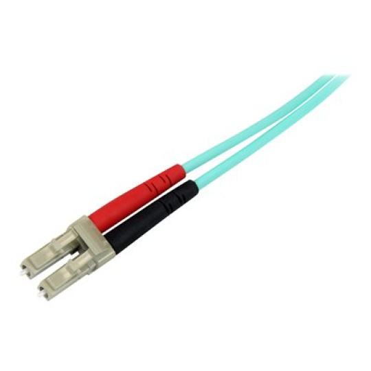 StarTech.com Aqua OM4 Duplex Multimode Fiber - 2m / 6 ft - 100 Gb - 50/125 - OM4 Fiber - LC to LC Fiber Patch Cable (450FBLCLC2) - Sítový kabel - multirežim LC (M) do multirežim LC (M) - 2 m - optické vlákno - duplex - 50 / 125 mikron - OM4 - vode - barva