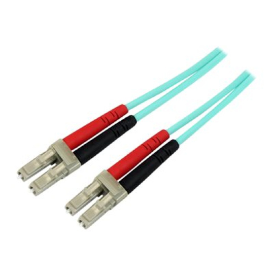 StarTech.com Aqua OM4 Duplex Multimode Fiber - 3m/ 9 ft - 100 Gb - 50/125 - OM4 Fiber - LC to LC Fiber Patch Cable (450FBLCLC3) - Sítový kabel - multirežim LC (M) do multirežim LC (M) - 3 m - optické vlákno - duplex - 50 / 125 mikron - OM4 - vode - barva