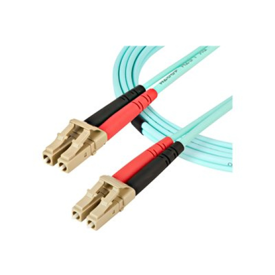 StarTech.com Aqua OM4 Duplex Multimode Fiber - 16 ft / 5m - 100 Gb - 50/125 - OM4 Fiber - LC to LC Fiber Patch Cable (450FBLCLC5) - Sítový kabel - multirežim LC (M) do multirežim LC (M) - 5 m - optické vlákno - duplex - 50 / 125 mikron - OM4 - vode - barva