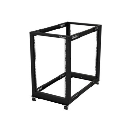 StarTech.com 18U 19" Open Frame Server Rack, 4 Post Adjustable Depth 22-40" Mobile, Free Standing Rolling Network/Computer Equipment Data Rack, Dell PowerEdge, HP ProLiant ThinkServer - Adjustable Server Rack (4POSTRACK18U) - Rozvadec stojanový open frame - 4 pozice - podlahové provedení - cerná - 18U