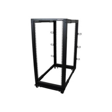 StarTech.com 25U 19" Open Frame Server Rack, 4 Post Adjustable Depth 22-40" Mobile, Free Standing Rolling Network/Computer Equipment Data Rack, Dell PowerEdge, HP ProLiant ThinkServer - Adjustable Server Rack (4POSTRACK25U) - Rozvadec stojanový open frame - cerná - 25U - pro P/N: CABSCREWM5B, CABSCREWSM5, CABSCREWSM5B, CABSCREWSM62, CABSCREWSM6B, CABSCRWS1224