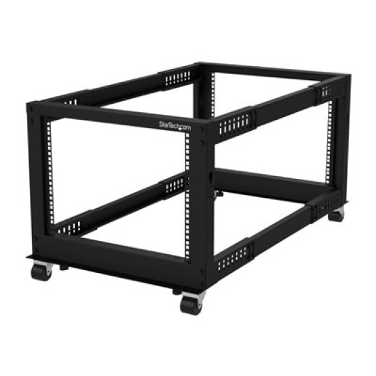 StarTech.com 8U 19" Open Frame Server Rack, 4 Post Adjustable Depth 23-41" Mobile, Free Standing Rolling Network/Computer Equipment Data Rack, Dell PowerEdge, HP ProLiant ThinkServer - Adjustable Server Rack (4POSTRACK8U) - Rozvadec stojanový open frame - 4 pozice - podlahové provedení - cerná - 8U