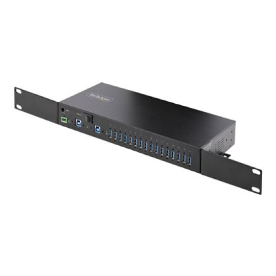 StarTech.com 16-Port Industrial USB 3.0 Hub 5Gbps, Metal, DIN/Surface/Rack Mountable, ESD Protection, Terminal Block Power, up to 120W Shared USB Charging, Dual-Host Hub/Switch (5G16AINDS-USB-A-HUB) - Rozbocovac - prumyslový - 16 x USB 3.2 Gen 1 - desktop, lze montovat na konzolu DIN, Lze montovat do rozvadece