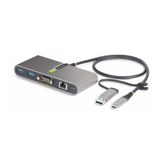 StarTech.com 2-Port USB-C/USB-A Hub with GbE and RS232 Serial, 2x USB-A - Rozbocovac - 2 x USB 3.2 Gen 1 - desktop