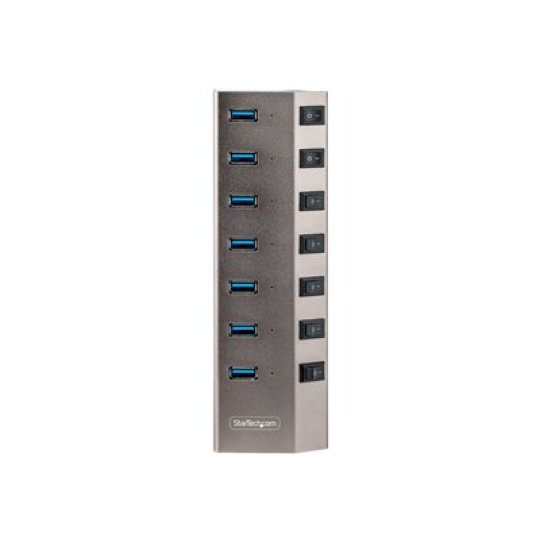 StarTech.com 7-Port Self-Powered USB-C Hub with Individual On/Off Switches, USB 3.0 5Gbps Expansion Hub w/Power Supply, Desktop/Laptop USB-C to USB-A Hub, 7x BC 1.2 (1.5A), USB Type C Hub - USB-C/A Host Cables (5G7AIBS-USB-HUB-EU) - Rozbocovac - 7 x USB 3.2 Gen 1 - desktop