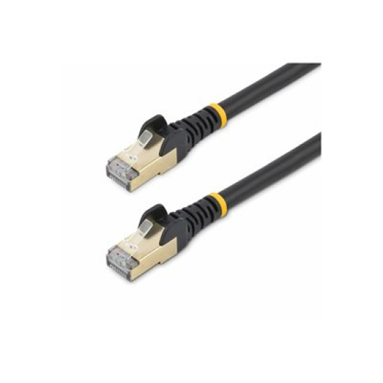 StarTech.com 1.5m CAT6A Ethernet Cable, 10 Gigabit Shielded Snagless RJ45 100W PoE Patch Cord, CAT 6A 10GbE STP Network Cable w/Strain Relief, Black, Fluke Tested/UL Certified Wiring/TIA - Category 6A - 26AWG (6ASPAT150CMBK) - Patch kabel - RJ-45 (M) do RJ-45 (M) - 1.5 m - STP - CAT 6a - provedení bez hrbolku, lisovaný - cerná