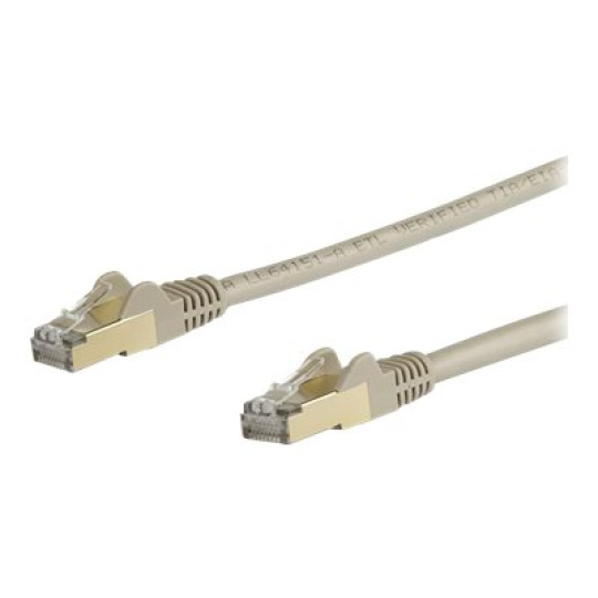 StarTech.com 1m CAT6A Ethernet Cable, 10 Gigabit Shielded Snagless RJ45 100W PoE Patch Cord, CAT 6A 10GbE STP Network Cable w/Strain Relief, Grey, Fluke Tested/UL Certified Wiring/TIA - Category 6A - 26AWG (6ASPAT1MGR) - Patch kabel - RJ-45 (M) do RJ-45 (M) - 1 m - STP - CAT 6a - lisovaný, provedení bez hrbolku - šedá