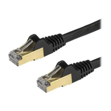 StarTech.com 50cm CAT6A Ethernet Cable, 10 Gigabit Shielded Snagless RJ45 100W PoE Patch Cord, CAT 6A 10GbE STP Network Cable w/Strain Relief, Black, Fluke Tested/UL Certified Wiring/TIA - Category 6A - 26AWG (6ASPAT50CMBK) - Patch kabel - RJ-45 (M) do RJ-45 (M) - 50 cm - STP - CAT 6a - provedení bez hrbolku - cerná