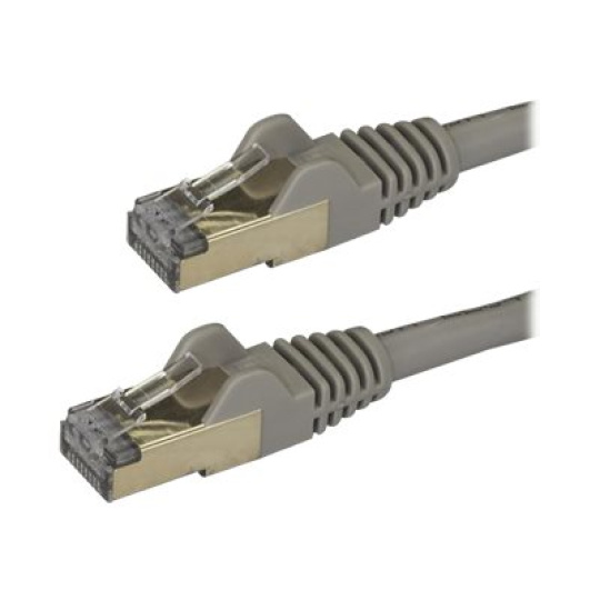 StarTech.com 50cm CAT6A Ethernet Cable, 10 Gigabit Shielded Snagless RJ45 100W PoE Patch Cord, CAT 6A 10GbE STP Network Cable w/Strain Relief, Grey, Fluke Tested/UL Certified Wiring/TIA - Category 6A - 26AWG (6ASPAT50CMGR) - Patch kabel - RJ-45 (M) do RJ-45 (M) - 50 cm - STP - CAT 6a - provedení bez hrbolku - šedá