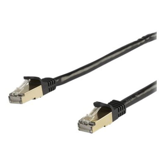 StarTech.com 7m CAT6A Ethernet Cable, 10 Gigabit Shielded Snagless RJ45 100W PoE Patch Cord, CAT 6A 10GbE STP Network Cable w/Strain Relief, Black, Fluke Tested/UL Certified Wiring/TIA - Category 6A - 26AWG (6ASPAT7MBK) - Patch kabel - RJ-45 (M) do RJ-45 (M) - 7 m - STP - CAT 6a - lisovaný, provedení bez hrbolku - cerná