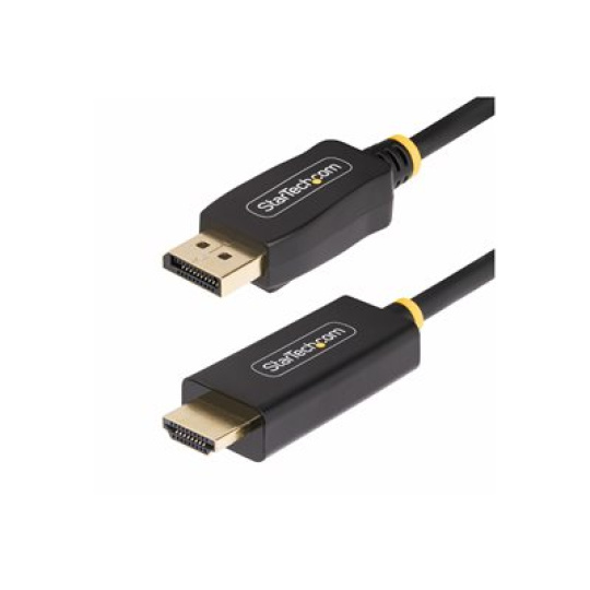StarTech.com 6.6ft (2m) DisplayPort to HDMI Adapter Cable, 4K 60Hz with HDR, DP to HDMI 2.0b, Active Video Converter, DisplayPort Desktop to HDMI Monitor, M/M - DisplayPort to HDMI Cord (6F-DP-HDMI-4K60-HDR) - Kabel adaptéru - DisplayPort s piny (male) do HDMI s piny (male) - 2 m - cerná - podpora 4K60Hz, podpora HDR