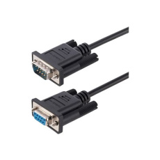 StarTech.com 3m RS232 Serial Null Modem Cable, Crossover Serial Cable w/Al-Mylar Shielding, DB9 Serial COM Port Cable Female to Male, Compatible w/DTE Devices - Tool-Less Design w/Thumbscrews, Black, F/M (9FMNM-3M-RS232-CABLE) - Null modem kabel - DB-9 (F) do DB-9 (M) - 3 m - prechod, krídlové šrouby, lisovaný - cerná