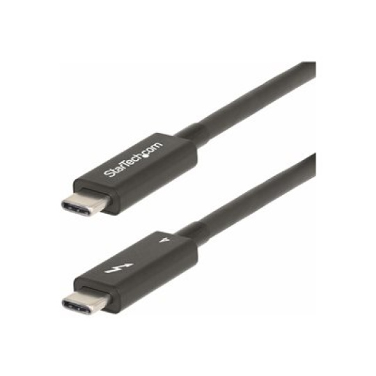 StarTech.com 6ft (2m) Active Thunderbolt 4 Cable, 40Gbps, 100W PD, 4K/8K, Intel Certified, Compatible w/Thunderbolt 3/USB 3.2/DisplayPort (A40G2MB-TB4-CABLE) - USB kabel - 24 pin USB-C (M) do 24 pin USB-C (M) - USB 3.2 Gen 2 / USB4 / Thunderbolt 3 / Thunderbolt 4 / DisplayPort 1.4a - 2 m - aktivní, USB napájení (100W), rychlost prenosu dat až 40 Gbps, podpora 8K60Hz, podpora 4K60Hz - cerná