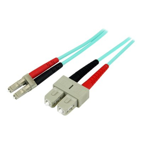 StarTech.com 2m Fiber Optic Cable - 10 Gb Aqua - Multimode Duplex 50/125 - LSZH - LC/SC - OM3 - LC to SC Fiber Patch Cable (A50FBLCSC2) - Patch kabel - multirežim LC (M) do SC nekolik režimu (M) - 2 m - optické vlákno - duplex - 50 / 125 mikron - vode - barva