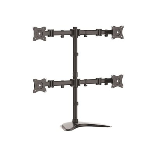 StarTech.com Quad Monitor Stand - Articulating - Supports Monitors 13" to 27" - Adjustable VESA Four Monitor Stand for 4 Screen Setup - Steel - Black (ARMBARQUAD) - Stojan - pro 4 monitory - hliník, vysoce odolná ocel - cerná - velikost obrazovky: 13"-27" - stolní stojan - pro P/N: ACCSMNT