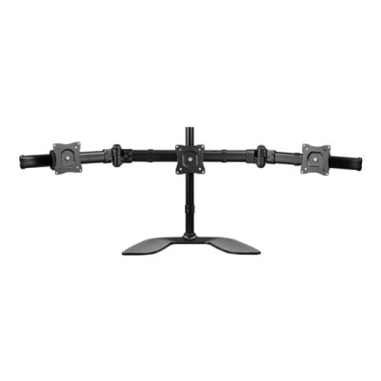 StarTech.com Triple Monitor Stand for VESA Mount Monitors up to 27" - Steel (ARMBARTRIO2) - Stojan (end caps, žerd, base plate, prícka, podložky, šrouby, držák, 2 ramena monitoru, montážní rám VESA, 2 thumbscrews) - nastavitelné rameno - pro 3 monitory - plast, hliník, ocel - cerná - velikost obrazovky: 13"-27" - upevnitelné na stojan - pro P/N: DK30CH2DPPD, USB3DOCKH2DP