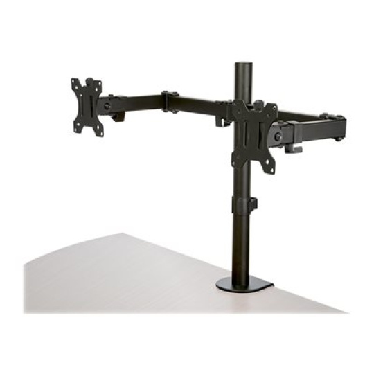 StarTech.com Desk Mount Dual Monitor Arm, Desk Clamp / Grommet VESA Monitor Mount for up to 32 inch Displays, Ergonomic Articulating Monitor Arm, Height Adjustable/Tilt/Swivel/Rotating - Space-saving Design (ARMDUAL2) - Montážní sada - nastavitelné rameno - pro 2 monitory - ocel - cerná - velikost obrazovky: 13"-32" - upevnitelné na stul