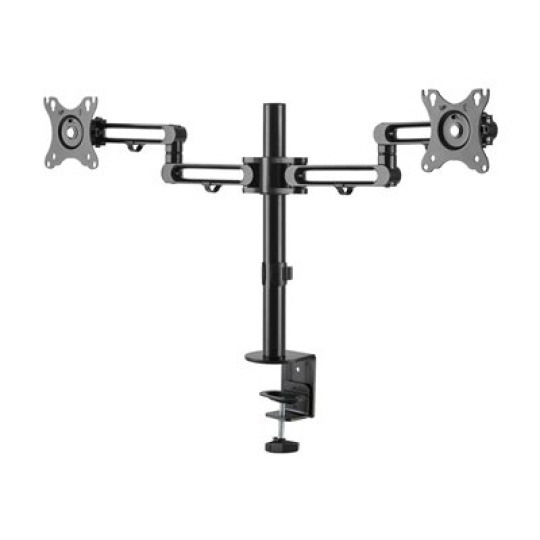StarTech.com Desk Mount Dual Monitor Arm, Desk Clamp VESA Compatible Monitor Mount for up to 32 inch Displays, Ergonomic Articulating Monitor Arm, Height Adjustable/Tilt/Swivel/Rotating - Double Monitor Arm (ARMDUAL3) - Montážní sada - nastavitelné rameno - pro 2 monitory - hliník - cerná - velikost obrazovky: až do 32" - upevnitelné na stul