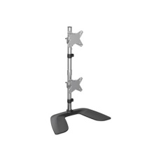 StarTech.com Vertical Dual Monitor Stand, Ergonomic Desktop Stacked Two Monitor Stand up to 27 inch VESA Mount Displays, Free Standing Universal Monitor Mount, Height Adjustable, Silver - Double Monitor Holder (ARMDUOVS) - Stojan - pro 2 monitory - plast, hliník - cerná, stríbrná - velikost obrazovky: 13"-27" - stolní stojan