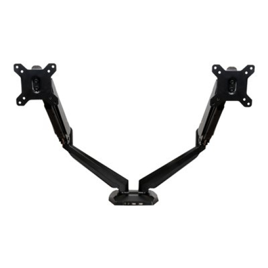 StarTech.com Desk Mount Dual Monitor Arm - One-Touch Height Adjustment (ARMSLIMDUO) - Montážní sada - nastavitelné rameno - pro Displej LCD - hliník - cerná - velikost obrazovky: 12"-32" - upevnitelné na stul - pro P/N: ACCSMNT, DK30A2DH, DK30C2DAGPD, DK30C2HAGPD, PXT101YUK, TB3DK2DPM2, TB3DK2DPPD