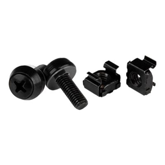 StarTech.com M6 x 12mm Screws and Cage Nuts - 100 Pack - M6 Mounting Screws and Cage Nuts for Server Rack and Cabinet - Black (CABSCREWM62B) - Šrouby a matice pro regál - cerná - pro P/N: RACK-18U-20-WALL-OA, RACK-21U-20-WALL-OA, RACK-24U-20-WALL-OA, RK12OD2, RK3236BKF