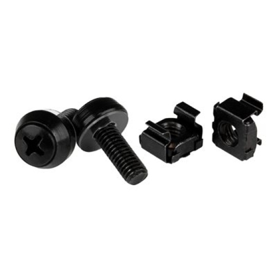 StarTech.com M6 Cage Nuts and Screws - 50 Pack - 12mm Rack Screws and Cage Nuts - Black (CABSCREWM6B) - Šrouby a matice pro regál - cerná - pro P/N: RACK-18U-20-WALL-OA, RACK-21U-20-WALL-OA, RACK-24U-20-WALL-OA, RK12OD2, RK3236BKF