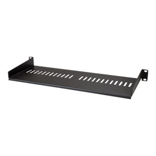 StarTech.com 1U Vented Server Rack Cabinet Shelf, 7in Deep Fixed Cantilever Tray, Rackmount Shelf for 19" AV/Data/Network Equipment Enclosure w/ Cage Nuts & Screws, 44lbs Weight Capacity - 1U Vented Rack Shelf (CABSHELF1U7V) - Police skříně - černá - 1U - 7"