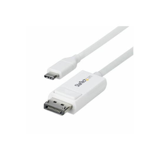 StarTech.com 6.6ft (2m) USB C to DisplayPort 1.2 Cable, Bidirectional - Kabel DisplayPort - 24 pin USB-C (M) do DisplayPort (M) - Displayport 1.2/Thunderbolt - 1.9 m - aktivní, dvousmerný, podpora 4K60Hz - bílá