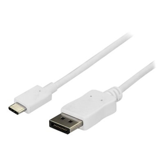 StarTech.com 6ft/1.8m USB C to DisplayPort 1.2 Cable 4K 60Hz, USB-C to DisplayPort Adapter Cable HBR2, USB Type-C DP Alt Mode to DP Monitor Video Cable, Works with Thunderbolt 3, White - USB-C Male to DP Male (CDP2DPMM6W) - Kabel DisplayPort - 24 pin USB-C (M) do DisplayPort (M) - Displayport 1.2/Thunderbolt 3 - 1.8 m - podpora 4K60 Hz (3840 x 2160) - bílá