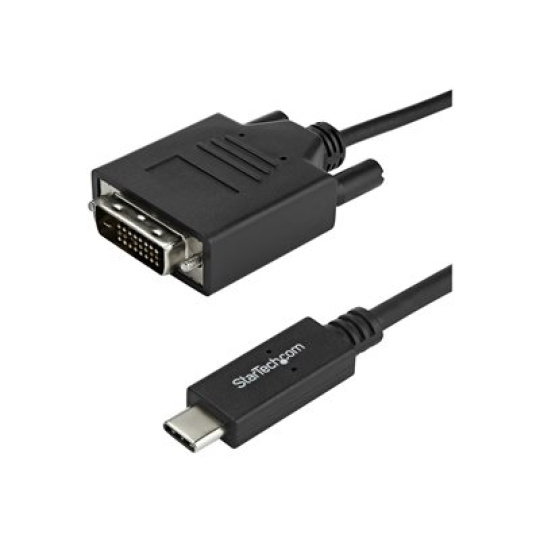 StarTech.com USB-C to DVI Cable - 6 ft / 2m - 1080p - 1920x1200 - USB-C DVI Monitor Cable - USB C Cable - Computer Monitor Cable (CDP2DVIMM2MB) - USB / DVI cable - 24 pin USB-C (M) do DVI-D (M) - Thunderbolt 3 / USB 3.1 - 2 m - podpora 1920 x 1200 (WUXGA) - cerná - pro P/N: TB4CDOCK