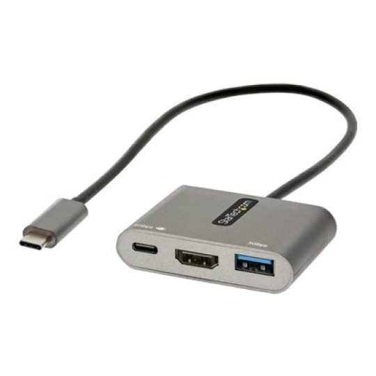 StarTech.com USB C Multiport Adapter, USB-C to HDMI 4K Video, 100W Power Delivery Passthrough Charging, 2-Port USB 3.0 Hub 5Gbps (1xType-C/1xA), USB-C Mini Dock, USB-C Travel Dock - Portable Laptop Docking Station - Dokovací stanice - USB-C / Thunderbolt 3 / Thunderbolt 4 - HDMI