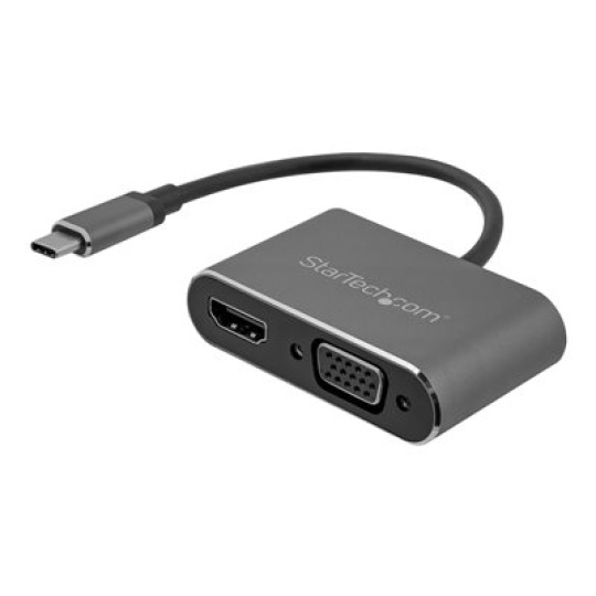 StarTech.com USB-C to VGA and HDMI Adapter - 2-in-1 - 4K 30Hz - Space Grey - Windows & Mac Compatible (CDP2HDVGA) - Externí video adaptér - IT6222 - USB-C - HDMI, VGA - šedá space gray