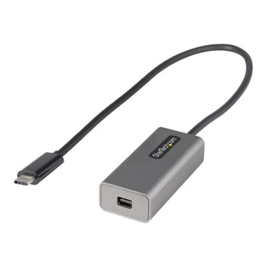 StarTech.com USB C to Mini DisplayPort Adapter, 4K 60Hz USB-C to mDP Adapter Dongle, USB Type-C to Mini DP Monitor/Display, Video Converter, Works w/ Thunderbolt 3, 12" Long Attached Cable - DP Alt Mode, mDP 1.2 (CDP2MDPEC) - Adaptér DisplayPort - 24 pin USB-C (M) do Mini DisplayPort (F) - Displayport 1.2/Thunderbolt 3 - 30.6 cm - podpora 4K60 Hz (3840 x 2160) - šedá
