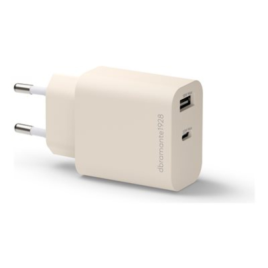 dbramante1928 re-charge - Sítový adaptér - 20 Watt - 2 výstupní konektory (24 pin USB-C, USB) - béžová - Evropa