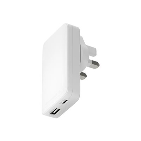 dbramante1928 re-charge Pro - Sítový adaptér - 45 Watt - 3 A - 2 výstupní konektory (24 pin USB-C, USB) - bílá