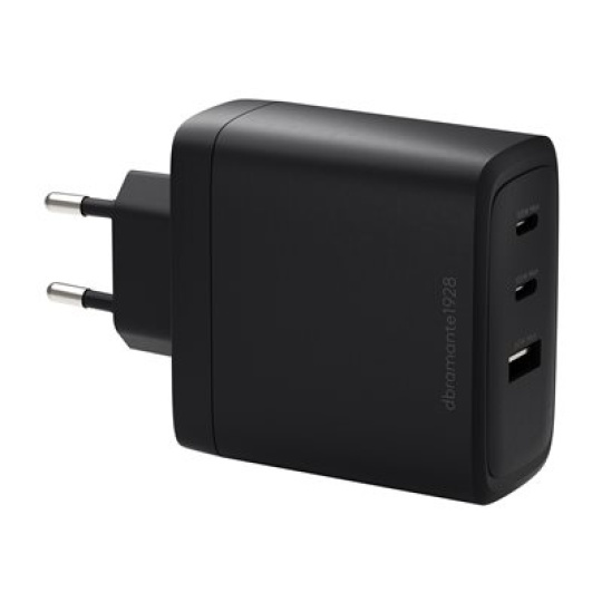 dbramante1928 re-charge - Síťový adaptér - 100 Watt - 3 výstupní konektory (2 x USB-C, USB) - černá