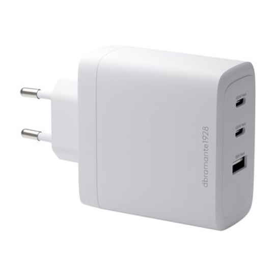 dbramante1928 re-charge - Síťový adaptér - 100 Watt - 3 výstupní konektory (2 x USB-C, USB) - bílá