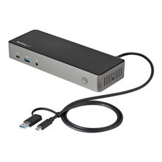 StarTech.com USB-C & USB-A Dock, Hybrid Universal Triple Monitor Laptop Docking Station w/ DisplayPort & HDMI 4K 60Hz, 85W Power Delivery, 6x USB Hub, Ethernet, Audio, USB 3.1 Gen 2 10Gbps - Multi-Monitor Dock (DK31C3HDPDUE) - Dokovací stanice - USB-C - 3 x HDMI, 3 x DP - 1GbE - 85 Watt